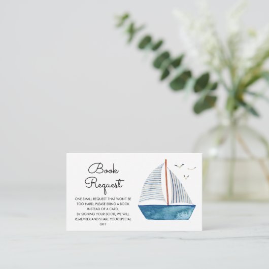 Cute Waterverf Boat Nautical Baby shower Informatiekaartje (Staand voorkant)