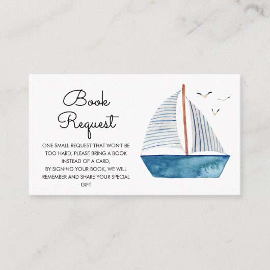 Cute Waterverf Boat Nautical Baby shower Informatiekaartje (Voorkant)