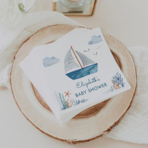 Cute Waterverf Boat Nautical Baby shower Servet