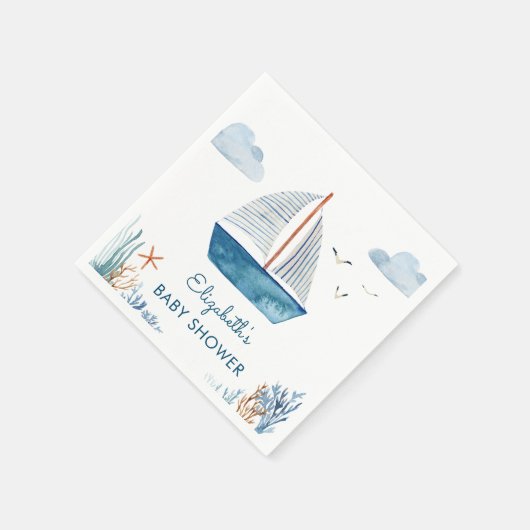 Cute Waterverf Boat Nautical Baby shower Servet (Hoek)
