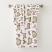Cute Waterverf Boerderij Barn Animals Patroon Bad Handdoek (Insitu)