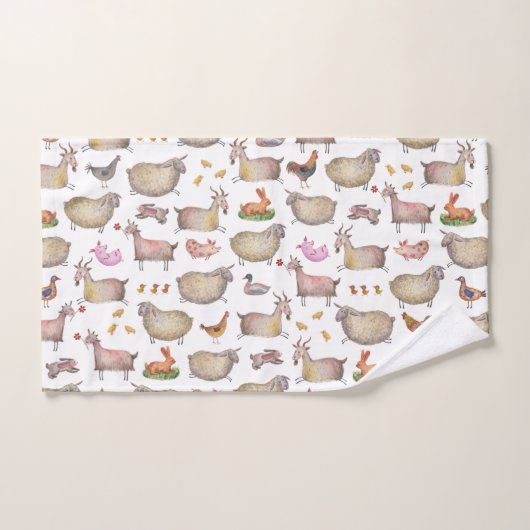 Cute Waterverf Boerderij Barn Animals Patroon Bad Handdoek (Handdoek)