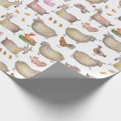 Cute Waterverf Boerderij Barn Animals Patroon Cadeaupapier (Hoek)