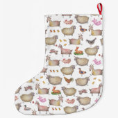 Cute Waterverf Boerderij Barn Animals Patroon Grote Kerstsok (Achterkant)