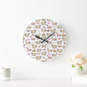 Cute Waterverf Boerderij Barn Animals Patroon Grote Klok (Huis)