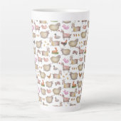 Cute Waterverf Boerderij Barn Animals Patroon Latte Mok (Voorkant)