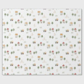 Cute Waterverf Boerderij Patroon Cadeaupapier (Vlak)