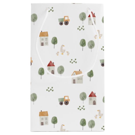 Cute Waterverf Boerderij Patroon Klein Cadeauzakje (Achterkant)