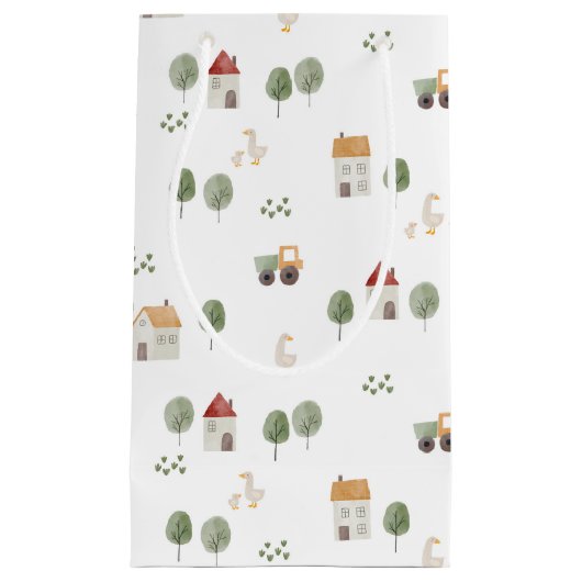 Cute Waterverf Boerderij Patroon Klein Cadeauzakje (Voorkant)