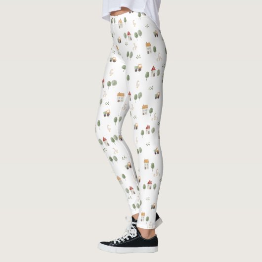 Cute Waterverf Boerderij Patroon Leggings (Links)