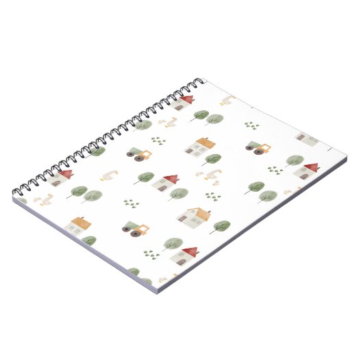 Cute Waterverf Boerderij Patroon Notitieboek (Linkerzijde)