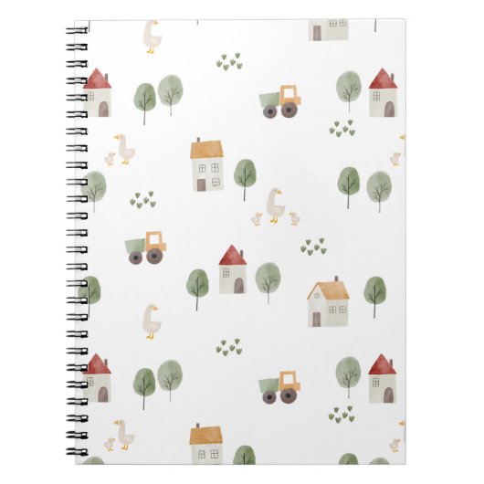 Cute Waterverf Boerderij Patroon Notitieboek (Voorkant)