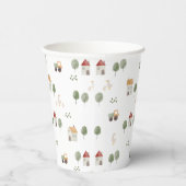 Cute Waterverf Boerderij Patroon Papieren Bekers (Rechts)