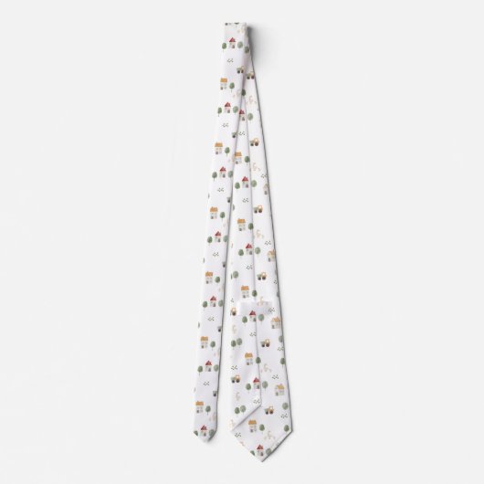 Cute Waterverf Boerderij Patroon Stropdas (Achterkant)
