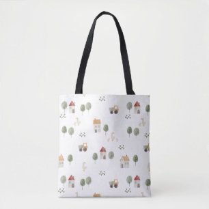 Cute Waterverf Boerderij Patroon Tote Bag