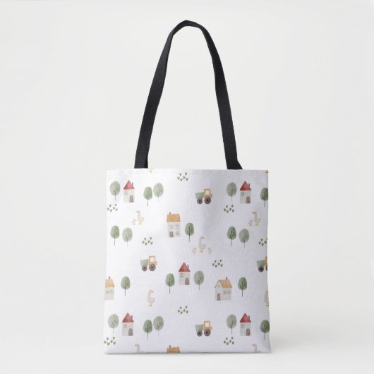 Cute Waterverf Boerderij Patroon Tote Bag (Voorkant)
