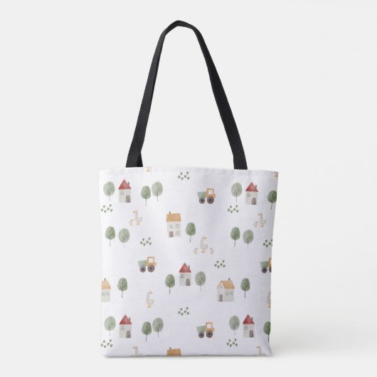 Cute Waterverf Boerderij Patroon Tote Bag (Achterkant)