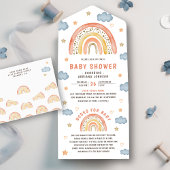 Cute Waterverf Boho Rainbow Baby shower All In One Uitnodiging