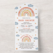 Cute Waterverf Boho Rainbow Baby shower All In One Uitnodiging (Binnen)