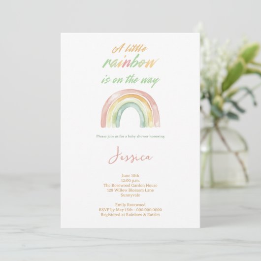 Cute Waterverf Boho Rainbow Baby shower Kaart (Staand voorkant)