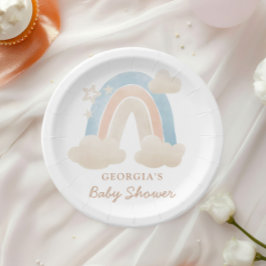Cute Waterverf Boho Rainbow Baby shower Papieren Bordje