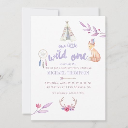 Cute Waterverf Boho Tribal Boy Birthday Party Kaart (Voorkant)