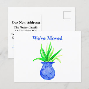 Cute Waterverf Botanical Moving Announge Post Briefkaart