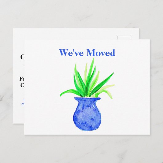 Cute Waterverf Botanical Moving Announge Post Briefkaart (Voorkant / Achterkant)