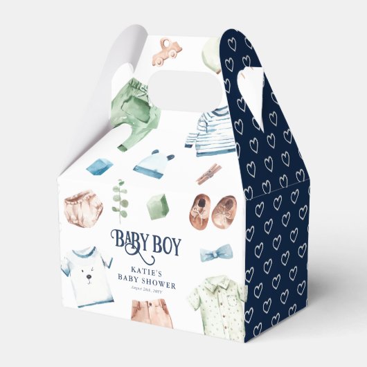 Cute Waterverf Boy Clothes BOY Baby shower Bedankdoosjes (Voorkant Zijde)