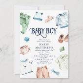Cute Waterverf Boy Clothes BOY Baby shower Kaart (Voorkant)