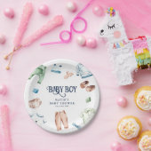 Cute Waterverf Boy Clothes BOY Baby shower Papieren Bordje (Feest)