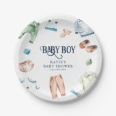 Cute Waterverf Boy Clothes BOY Baby shower Papieren Bordje (Voorkant)