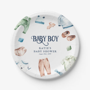 Cute Waterverf Boy Clothes BOY Baby shower Papieren Bordje