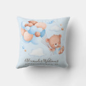 Cute Waterverf Boy Teddy Bear met ballonnen Kussen (Achterkant)