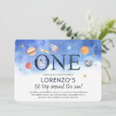 Cute Waterverf Buitenruimte Jongen 1 sterdag Kaart (Staand voorkant)