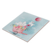 Cute Waterverf Bunnies keramische Tegel Tegeltje (Zijkant)