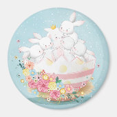 Cute Waterverf Bunnies Magnet (Voorkant)