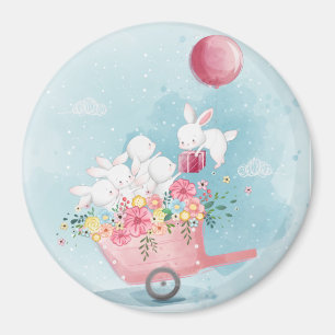 Cute Waterverf Bunnies Magnet
