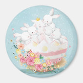 Cute Waterverf Bunnies Magnet (Voorkant)