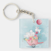 Cute Waterverf Bunnies Sleutelhanger (Voorkant)