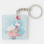 Cute Waterverf Bunnies Sleutelhanger (Achterkant)