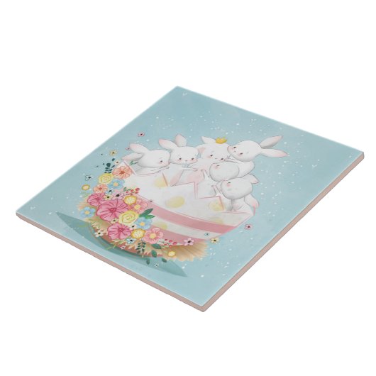 Cute Waterverf Bunnies Tegeltje (Zijkant)