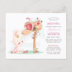 Cute Waterverf Bunny Baby Girl-schoen per post Uitnodiging Briefkaart
