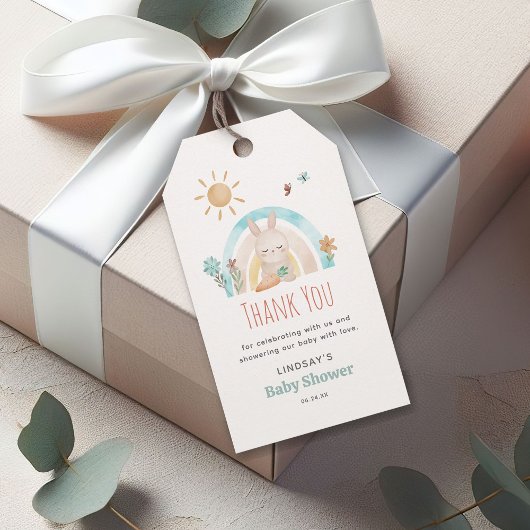 Cute Waterverf Bunny Baby shower Dank u Cadeaulabel