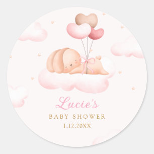 Cute Waterverf Bunny Balloon Boho Baby shower Ronde Sticker