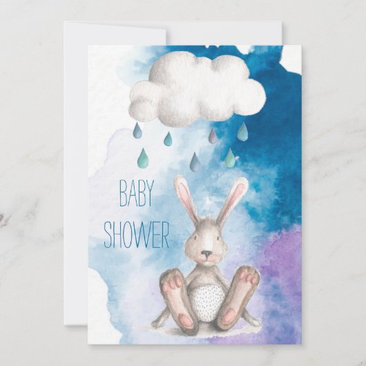 Cute Waterverf Bunny Boy Baby shower Kaart (Voorkant)