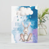 Cute Waterverf Bunny Boy Baby shower Kaart (Staand voorkant)
