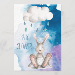 Cute Waterverf Bunny Boy Baby shower Kaart