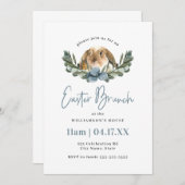 Cute Waterverf Bunny & Chic Easter Brunch Blue Kaart (Voorkant / Achterkant)