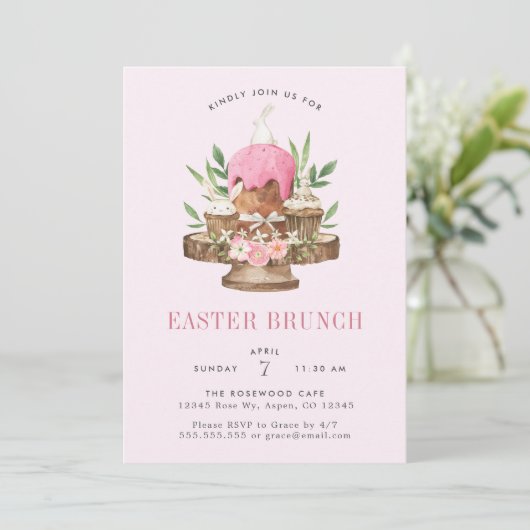 Cute Waterverf Bunny Easter Brunch Kaart (Staand voorkant)